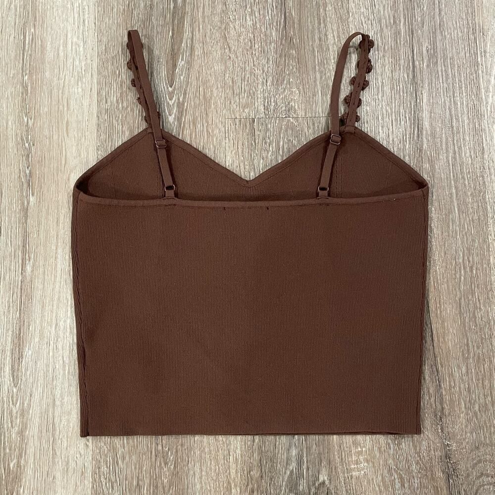 NWT Bailey 44 Brown Rib Cropped Cami - Size: Large - Picture 2 of 6